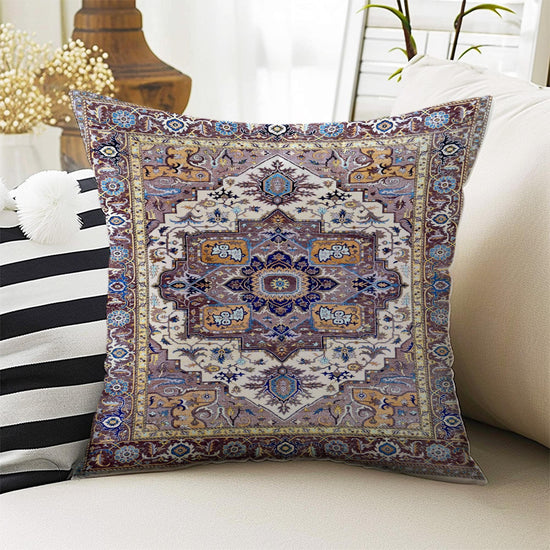Rug Design Pillow Covers - Colorful Turkish Kilim Pattern Cushion Case, Ethnic Print Throw Pillow, Vintage Style Accent Pillow Covers