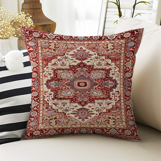 Rug Design Pillow Covers - Colorful Turkish Kilim Pattern Cushion Case, Ethnic Print Throw Pillow, Vintage Style Accent Pillow Covers