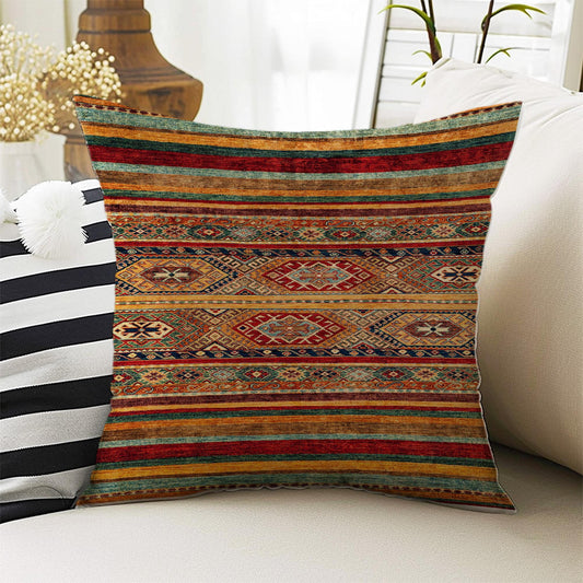 Rug Design Pillow Covers - Turkish Kilim Pattern Cushion Case, Boho Print Throw Pillow, Vintage Style Accent Pillow Covers