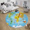 Round Earth World Map Nursery Kids Room Rug, Cute Educational Rug Gift For Kids, Baby Kids Room Gift, Kids Room Decor with pillow case gift
