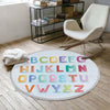 Round Alphabet Letters Nursery Kids Room Rug, Cute Educational Rug Gift For Kids, Baby Kids Room Gift, Kids Room Decor with pillow case gift
