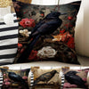 Dark Academia Pillow Cover, Gothic Raven Cushion, Goth Crow Decorative Throw Pillowcase, Moody Home Decor Accent