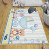 Round Blue Bear Lamb Nursery Room Rug, Cute Animal Rug Gift For Kid, Baby Shower Boy Kids Room Gift, Kids Room Decor with pillow case gift