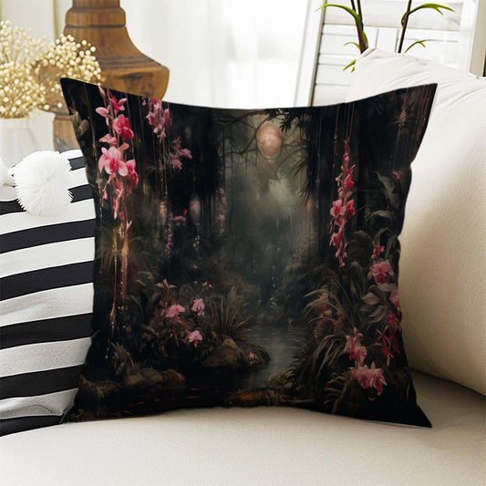 Dark Academia Pillow Cover, Gothic Scenery Cushion, Goth Landscape Decorative Throw Pillowcase, Moody Home Decor Accent