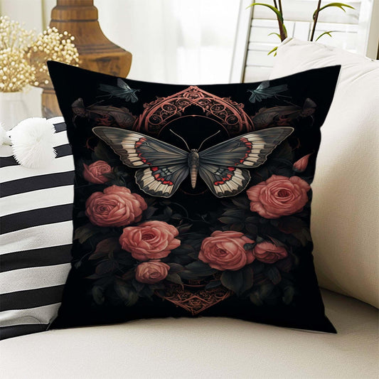 Dark Academia Pillow Cover, Gothic Mooth Cushion, Goth Decorative Throw Pillowcase, Moody Home Decor Accent