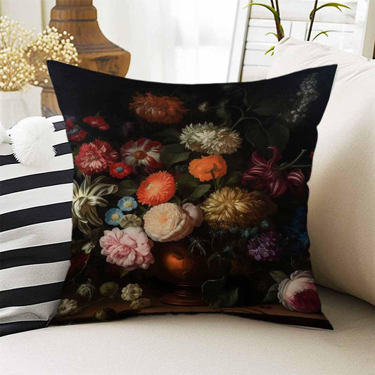 Dark Academia Moody Pillow Cover, Victorian Flowers Cushion, Decorative Throw Pillowcase, Dark Cottagecore Floral Home Decor