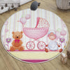 Round Pink Bear Lamb Nursery Room Rug, Cute Animal Rug Gift For Kid, Baby Shower Girl Kids Room Gift, Kids Room Decor with pillow case gift