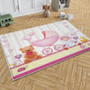 Round Pink Bear Lamb Nursery Room Rug, Cute Animal Rug Gift For Kid, Baby Shower Girl Kids Room Gift, Kids Room Decor with pillow case gift