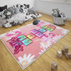 Round Pink Hopscotch Fairy Girls Kids Room Rug, Cute Play Rug Gift For Kid, Girl Kids Room Gift, Kids Room Decor with pillow case gift