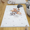 Bear Pilot Planet Kids Nursery Room Rug, Cute Animal Playroom Rug Gift For Kid, Kids Room Gift, Baby Kids Room Decor with pillow case gift