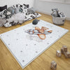 Bear Pilot Planet Kids Nursery Room Rug, Cute Animal Playroom Rug Gift For Kid, Kids Room Gift, Baby Kids Room Decor with pillow case gift
