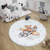 Round Bear Pilot Planet Kids Nursery Room Rug, Cute Playground Rug Gift For Kid, Kids Room Gift, Baby Kids Room Decor with pillow case gift