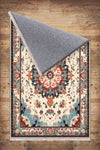 Persian Vintage Style Rug, Blue Red Brown Turkish Floral Carpet, Soft Textured Kitchen Runner, Bohemian Area Rugs for Living Room & Bedroom