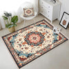 Persian Vintage Style Rug, Blue Red Brown Turkish Floral Carpet, Soft Textured Kitchen Runner, Bohemian Area Rugs for Living Room & Bedroom
