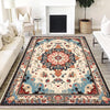 Persian Vintage Style Rug, Blue Red Brown Turkish Floral Carpet, Soft Textured Kitchen Runner, Bohemian Area Rugs for Living Room & Bedroom