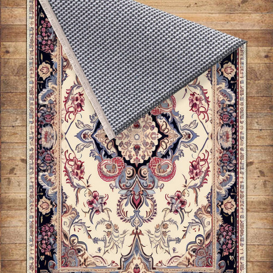 Persian Vintage Style Rug, Red Gray Retro Turkish Floral Carpet, Soft Textured Kitchen Runner, Bohemian Area Rugs for Living Room & Bedroom