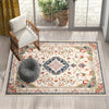 Persian Vintage Style Rug, Cream Red Green Turkish Floral Carpet, Soft Textured Kitchen Runner, Bohemian Area Rugs for Living Room & Bedroom