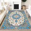 Persian Vintage Style Rug, Blue Ethnic Turkish Floral Carpet, Soft Textured Kitchen Runner, Bohemian Area Rugs for Living Room Bedroom