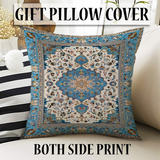 Persian Vintage Style Rug, Blue Ethnic Turkish Floral Carpet, Soft Textured Kitchen Runner, Bohemian Area Rugs for Living Room Bedroom