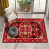 Persian Vintage Style Rug, Red Burgundy Turkish Ottoman Carpet, Soft Textured Kitchen Runner, Bohemian Area Rug for Living Room Bedroom