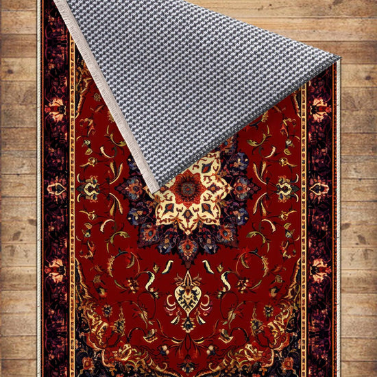 Persian Vintage Style Rug, Red Burgundy Turkish Ottoman Carpet, Soft Textured Kitchen Runner, Bohemian Area Rug for Living Room Bedroom