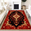Persian Vintage Style Rug, Red Black Turkish Ottoman Carpet, Soft Textured Kitchen Runner, Bohemian Area Rug for Living Room Bedroom