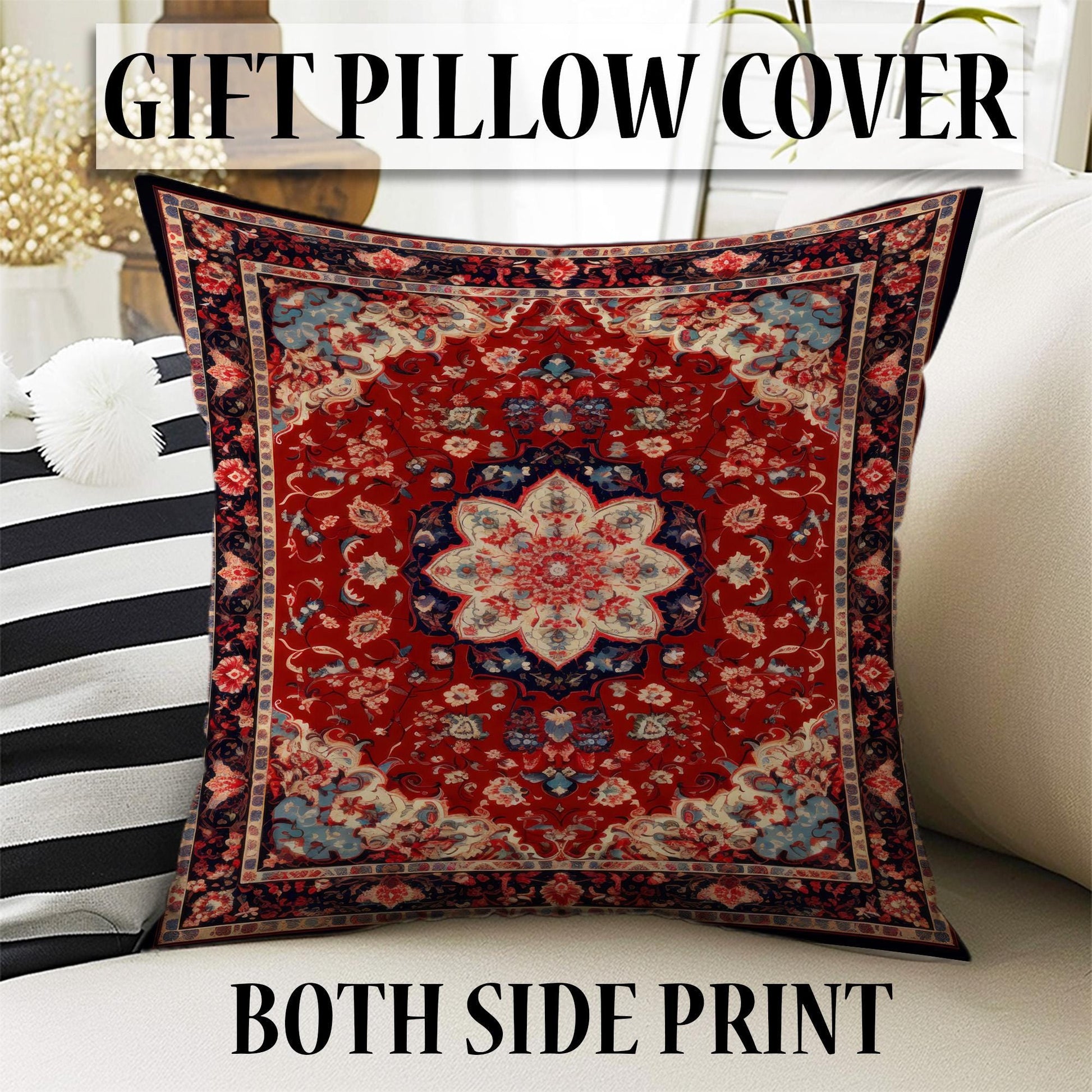 Persian Vintage Style Rug, Red Burgundy Turkish Ottoman Carpet, Soft Textured Kitchen Runner, Bohemian Area Rug for Living Room Bedroom