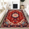 Persian Vintage Style Rug, Red Burgundy Turkish Ottoman Carpet, Soft Textured Kitchen Runner, Bohemian Area Rug for Living Room Bedroom
