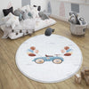 Retro Blue Car Balloons Kids Baby Nursery Room Rug, Car Rug Gift For Girl Kid, Kids Room Gift, Kids Room Decor with pillow case gift