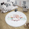 Round Unicorn Horse Rainbow Clouds Kids Baby Nursery Room Rug, Rug Gift For Girl Kids, Kids Room Gift, Kids Room Decor with pillow case gift