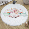 Round Unicorn Horse Rainbow Clouds Kids Baby Nursery Room Rug, Rug Gift For Girl Kids, Kids Room Gift, Kids Room Decor with pillow case gift