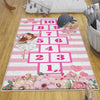Pink Hopscotch Ballerina Girls Kids Room Rug, Cute Playground Rug Gift For Kid, Girl Kids Room Gift, Kids Room Decor with pillow case gift