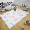Round Colorful Pink Hearts Balloons Girls Nursery Room Rug, Cute Rug Gift For Kid, Girl Baby Room Gift, Kid Room Decor with pillow case gift