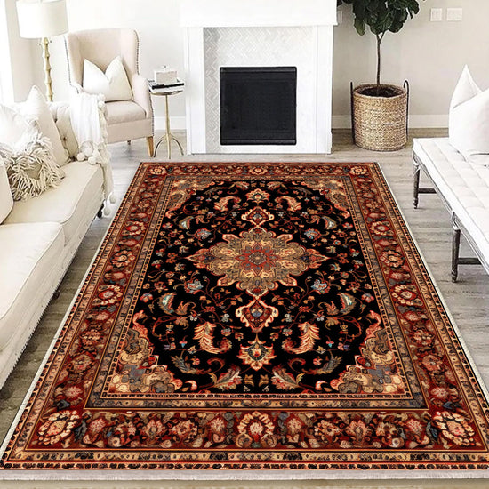 Persian Vintage Victorian Style Rug, Brown Turkish Medieval Carpet, Soft Textured Kitchen Runner, Bohemian Area Rug for Living Room Bedroom