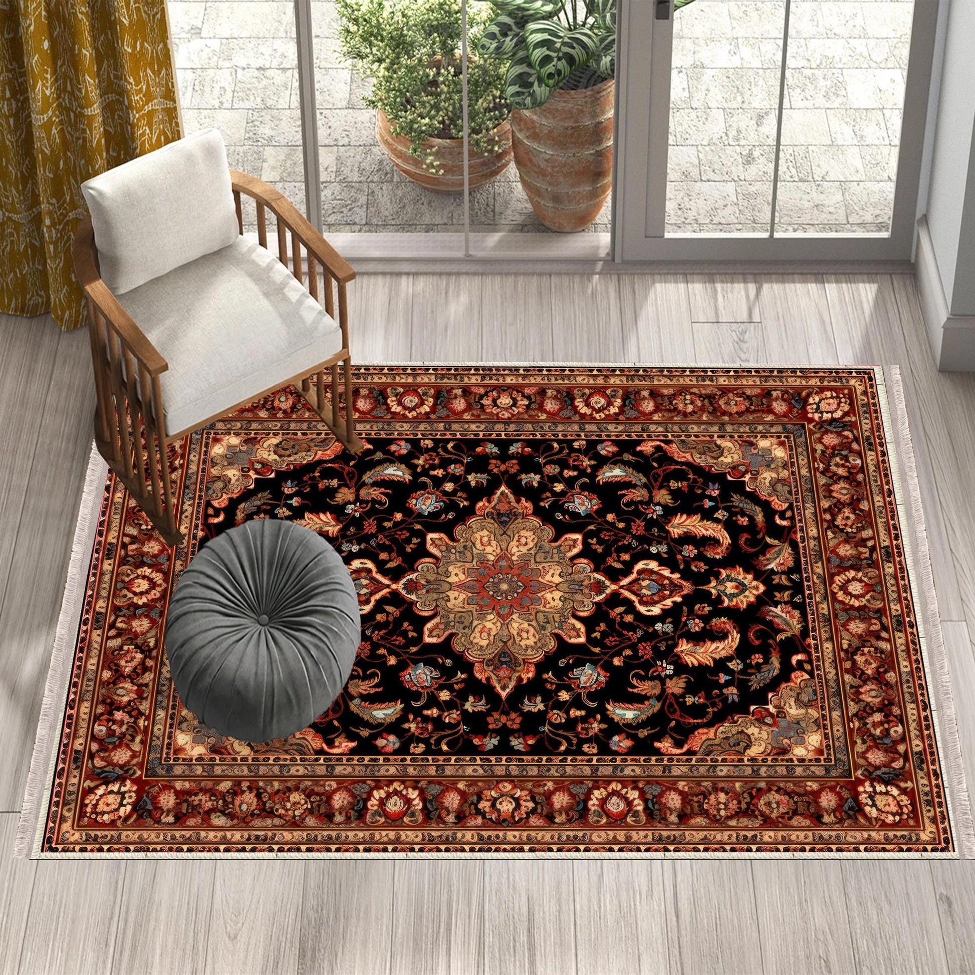 Persian Vintage Victorian Style Rug, Brown Turkish Medieval Carpet, Soft Textured Kitchen Runner, Bohemian Area Rug for Living Room Bedroom