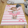 Round Pink Ballerina Bear Heart Girl Nursery Room Rug, Cute Bear Rug Gift For Kid, Girl Baby Room Gift, Kid Room Decor with pillow case gift