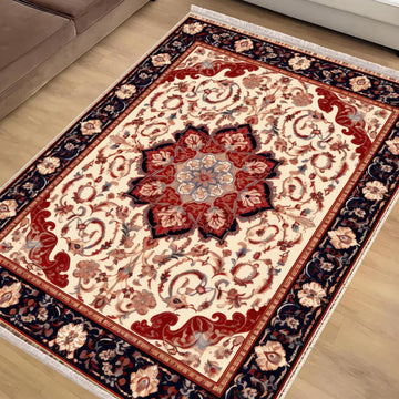 Persian Vintage Style Rug, Red Burgundy Turkish Ottoman Carpet, Soft Textured Kitchen Runner Bohemian Area Rug for Living Room Bedroom