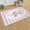 Round Pink Flamingo Girl Baby Nursery Room Rug, Cute Ballerina Rug Gift For Kid, Girl Baby Room Gift, Kid Room Decor with pillow case gift
