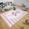 Round Pink Flamingo Girl Baby Nursery Room Rug, Cute Ballerina Rug Gift For Kid, Girl Baby Room Gift, Kid Room Decor with pillow case gift