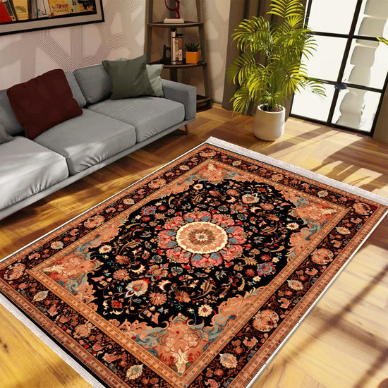 Persian Vintage Victorian Style Rug, Brown Turkish Medieval Carpet, Soft Textured Kitchen Runner, Bohemian Area Rug for Living Room Bedroom