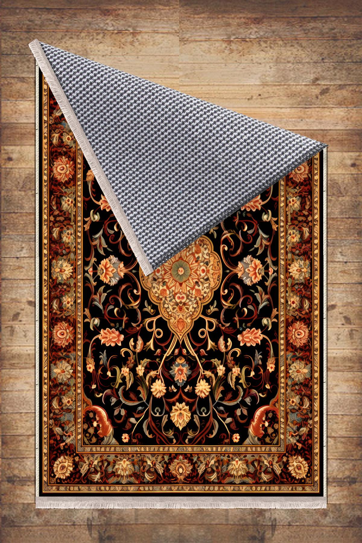 Persian Vintage Victorian Style Rug, Brown Turkish Medieval Carpet, Soft Textured Kitchen Runner, Bohemian Area Rug for Living Room Bedroom