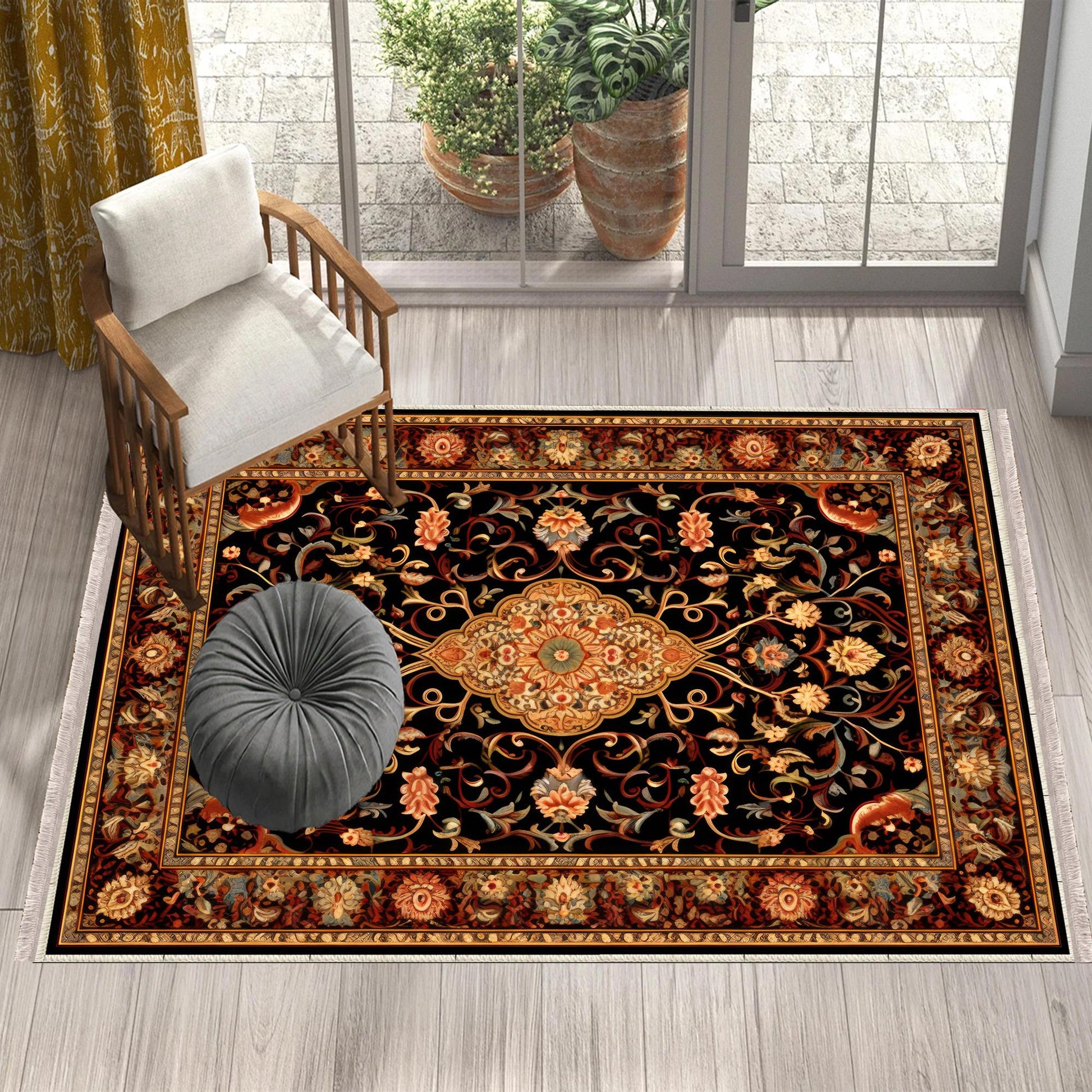 Persian Vintage Victorian Style Rug, Brown Turkish Medieval Carpet, Soft Textured Kitchen Runner, Bohemian Area Rug for Living Room Bedroom