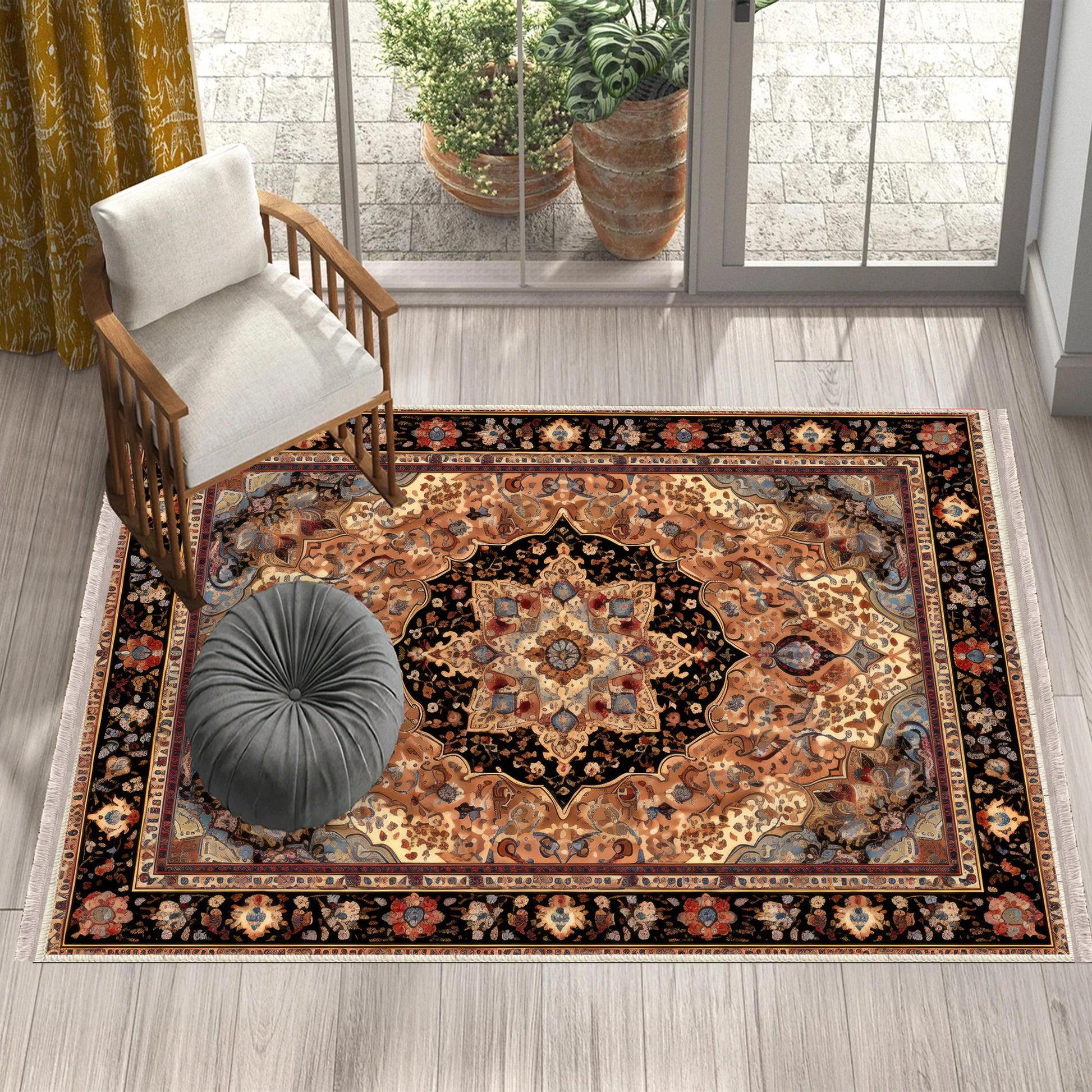 Persian Vintage Victorian Rug, Brown Turkish Medieval Carpet, Soft Textured Kitchen Runner, Bohemian Area Rug for Living Room Bedroom