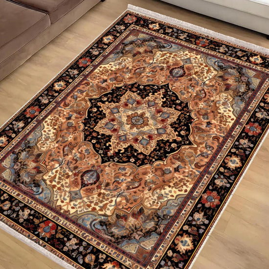 Persian Vintage Victorian Rug, Brown Turkish Medieval Carpet, Soft Textured Kitchen Runner, Bohemian Area Rug for Living Room Bedroom