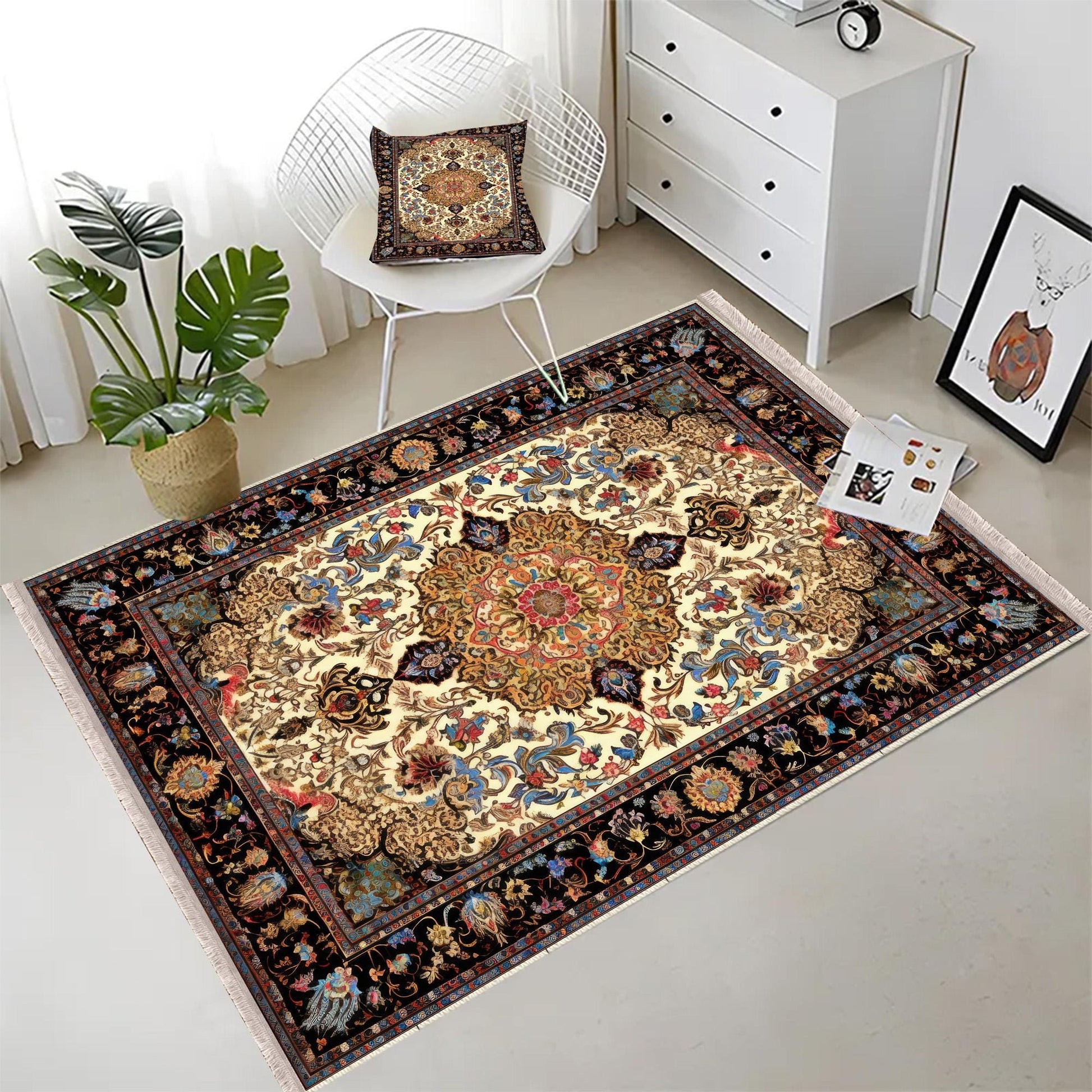 Persian Vintage Victorian Rug Brown Turkish Medieval Carpet Soft Textured Kitchen Runner Bohemian Area Rug for Living Room Bedroom