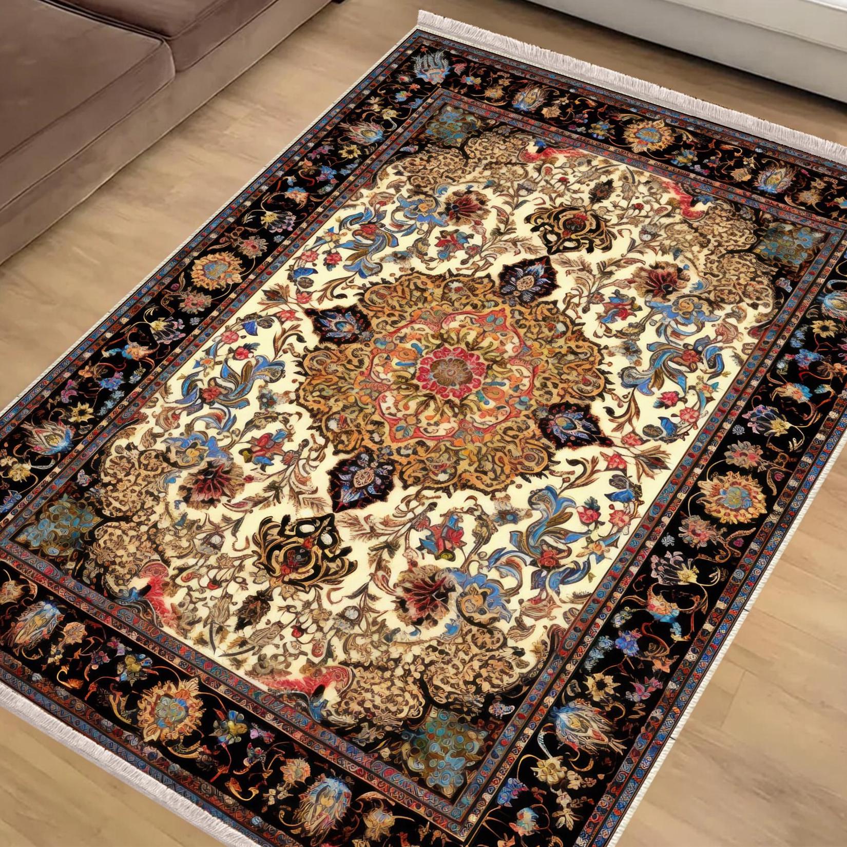Persian Vintage Victorian Rug Brown Turkish Medieval Carpet Soft Textured Kitchen Runner Bohemian Area Rug for Living Room Bedroom