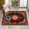 Persian Floral Victorian Rug, Brown Orange Turkish Medieval Carpet, Soft Textured Kitchen Runner, Bohemian Area Rug for Living Room Bedroom