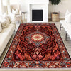 Persian Floral Victorian Rug, Red Burgundy Turkish Medieval Carpet, Soft Textured Kitchen Runner, Bohemian Area Rug for Living Room Bedroom