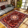Persian Floral Victorian Rug, Red Burgundy Turkish Medieval Carpet, Soft Textured Kitchen Runner, Bohemian Area Rug for Living Room Bedroom