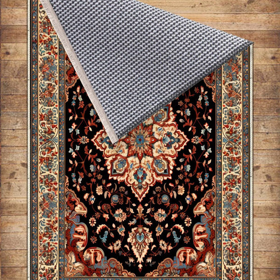 Persian Floral Victorian Rug Brown Orange Turkish Medieval Carpet Soft Textured Kitchen Runner Bohemian Area Rug